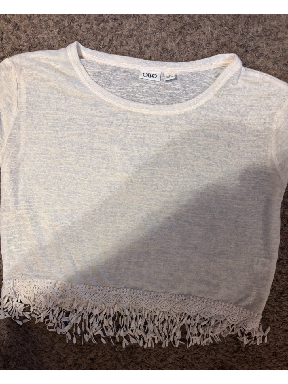 Cato vtg Pale off white Knit Tank with Subtle fringe Texture